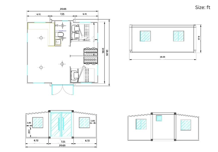 kit Home – 2 Bedroom, Kitchen, Bathroom Floor Plan | 400 Sq. Ft. - Image 9